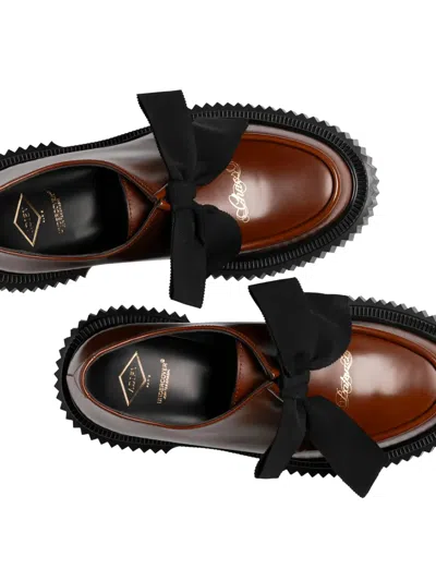 Adieu Ribbon Platform Berby Shoes In Brown