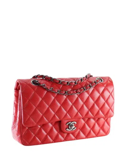 Pre-owned Chanel 2015-2016 Medium Classic Caviar Double Flap Shoulder Bag In Red