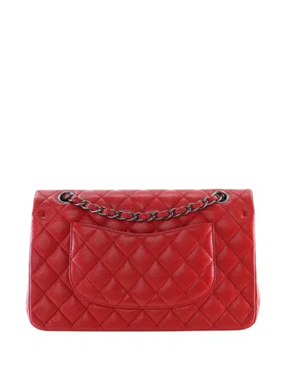 Pre-owned Chanel 2015-2016 Medium Classic Caviar Double Flap Shoulder Bag In Red