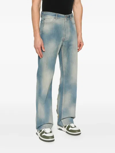 Off-white Blue Diagonal Raw Patch 90s Skate Jeans In Blue