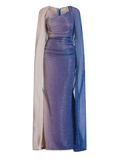 Talbot Runhof Voile Gown Dress In Blue