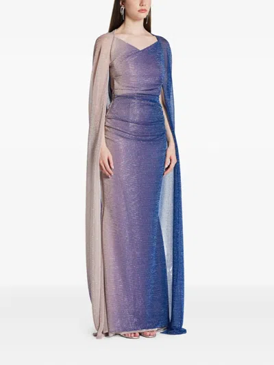 Talbot Runhof Voile Gown Dress In Blue