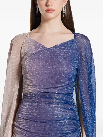 Talbot Runhof Voile Gown Dress In Blue