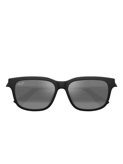 Maui Jim Rectangle Frame Sunglasses In Black