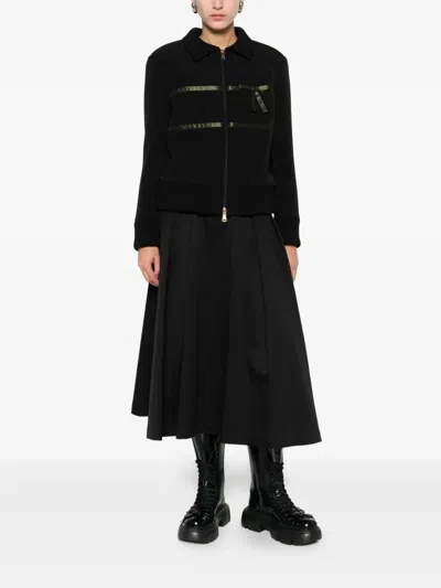 缎带细节拉链夹克