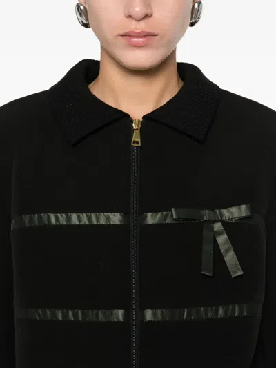 缎带细节拉链夹克