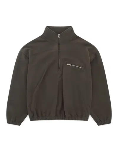 Rier Half-zip Long-sleeve Sweatshirt In Brown