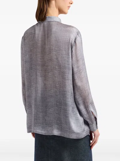 Giorgio Armani Asymmetric Button-placket Shirt In Gray