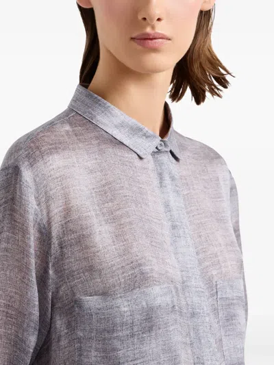 Giorgio Armani Asymmetric Button-placket Shirt In Gray