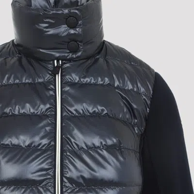 Moncler Quilted Vest-style Cardigan With High Neck And Feather Padding In Black