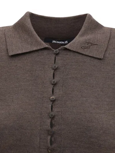 Jacquemus Women Merino Wool Polo Shirt In Brown