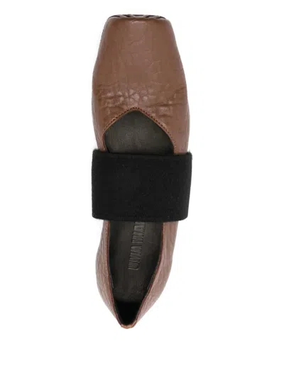 Uma Wang Ballet Flats With Elastic Band In Brown