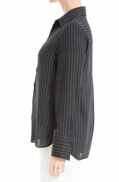 Max Studio Printed Long Sleeve Button-up Shirt In Black