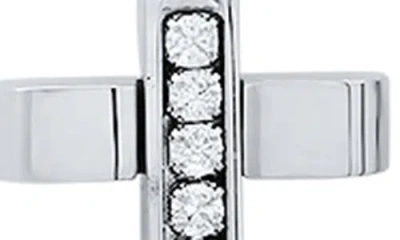 Hmy Jewelry Stainless Steel Cubic Zirconia Cross Pendant Necklace In Metallic