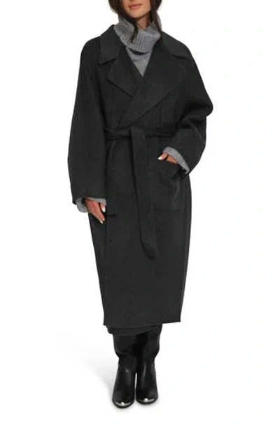 Belle & Bloom Belted Wool Blend Coat In Black