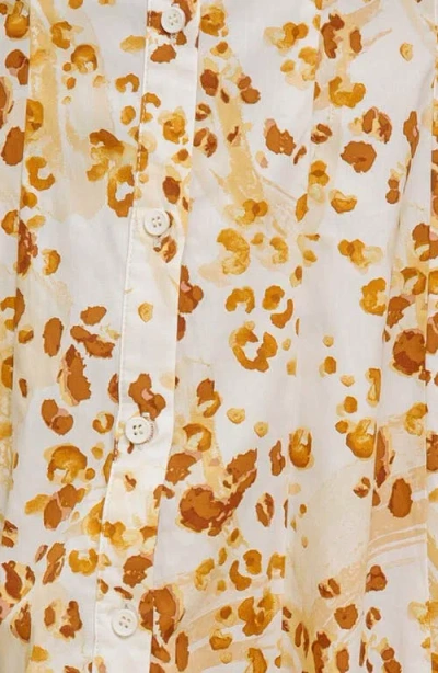 Flying Tomato Print Midi Button Front Shirtdress In White