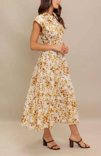 Flying Tomato Print Midi Button Front Shirtdress In White