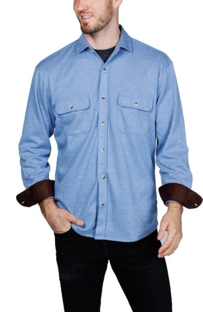 Tailorbyrd Mélange Solid Shirt Jacket In Blue