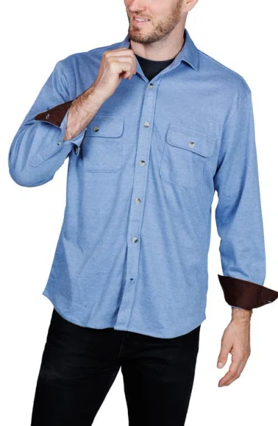 Tailorbyrd Mélange Solid Shirt Jacket In Blue