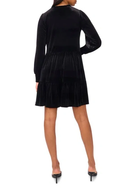 Halogen ® Velvet Long Sleeve Tiered Minidress In Black