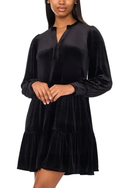 Halogen ® Velvet Long Sleeve Tiered Minidress In Black