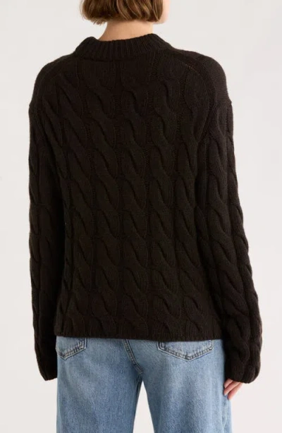 Theory Wool Blend Cable Knit Pullover Sweater In Black