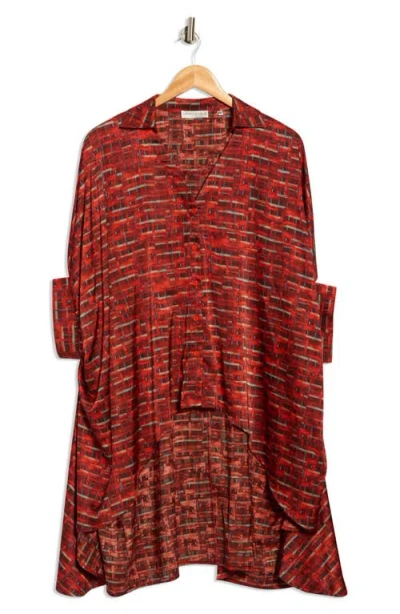Patrizia Luca Oversize High-low Button-up Top In Red