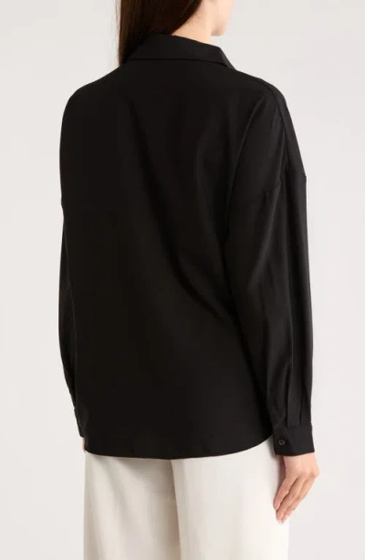 Patrizia Luca Wrap Hem High-low Button-up Shirt In Black