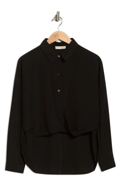 Patrizia Luca Wrap Hem High-low Button-up Shirt In Black
