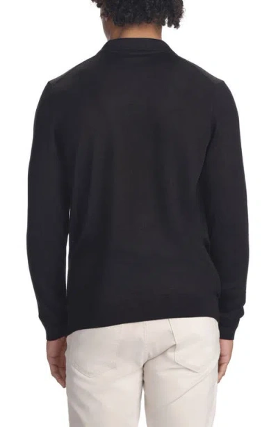 Studio Garnet Los Angeles Lightweight Merino Wool Three-button Polo In Black