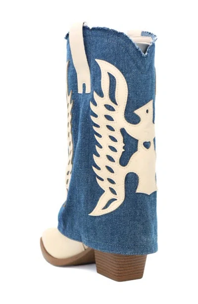 Seven7 Frayed Foldover Western Boot In Neutral