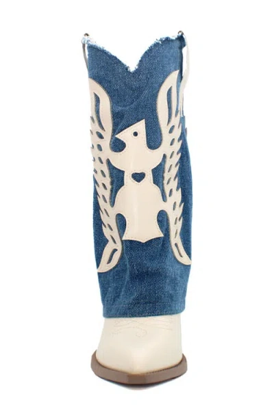 Seven7 Frayed Foldover Western Boot In Neutral