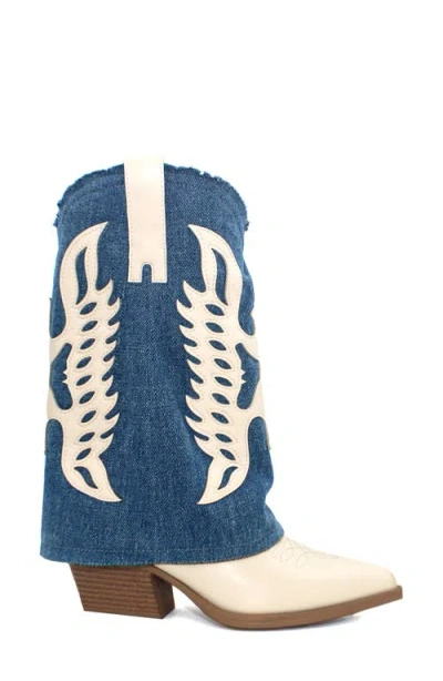 Seven7 Frayed Foldover Western Boot In Neutral