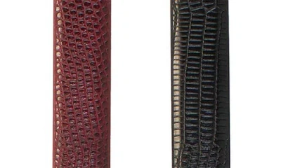 Linea Pelle Pack Of 2 Elongated Croc Embossed Belts In Multi