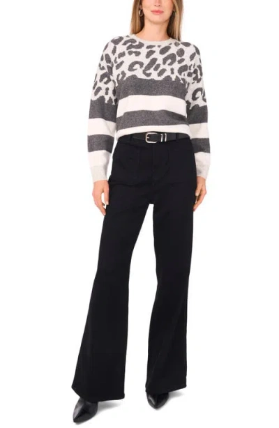 Vince Camuto Leopard Stripe Jacquard Sweater In Multi