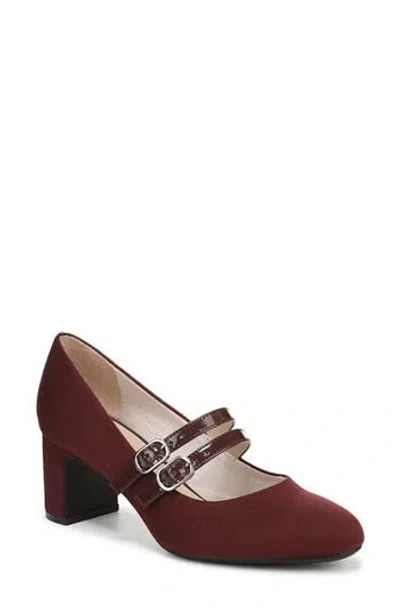 Lifestride Women's True Almond Toe Block Heel Mary Jane Pumps In Burgundy