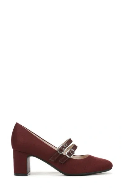 Lifestride Women's True Almond Toe Block Heel Mary Jane Pumps In Burgundy