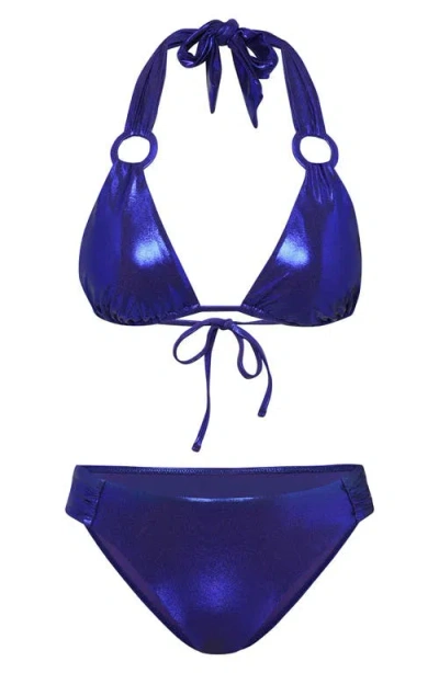 Sunshine 79 Sea Triangle Slider Bikini Top In Blue