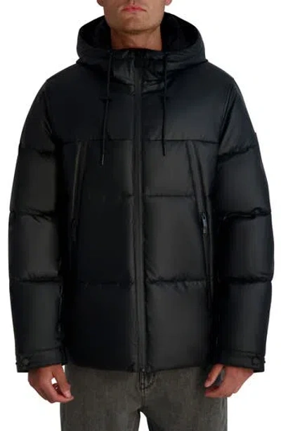 Karl Lagerfeld Men's Hooded Down Regular-fit Jacket In Black