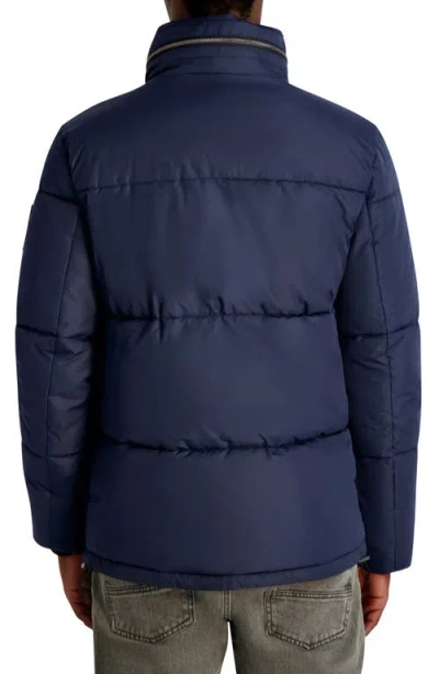 Karl Lagerfeld Men's Stand Collar Regular Fit Puffer Jacket In Blue