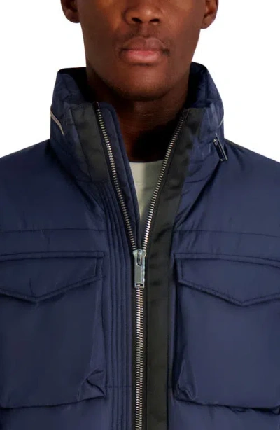 Karl Lagerfeld Men's Stand Collar Regular Fit Puffer Jacket In Blue