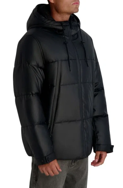 Karl Lagerfeld Men's Hooded Down Regular-fit Jacket In Black