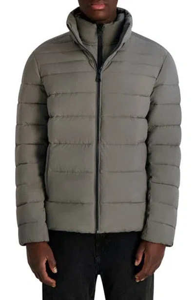 Karl Lagerfeld Paris Quilted Midweight Puffer Jacket In Gray