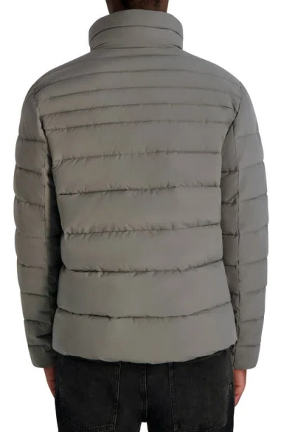 Karl Lagerfeld Paris Quilted Midweight Puffer Jacket In Gray