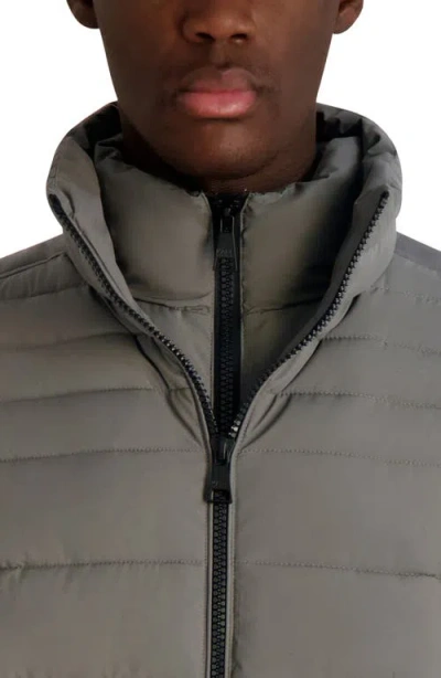 Karl Lagerfeld Paris Quilted Midweight Puffer Jacket In Gray