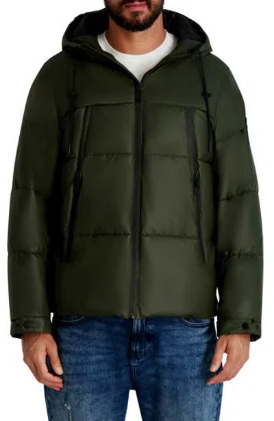 Karl Lagerfeld Men's Hooded Down Regular-fit Jacket In Green
