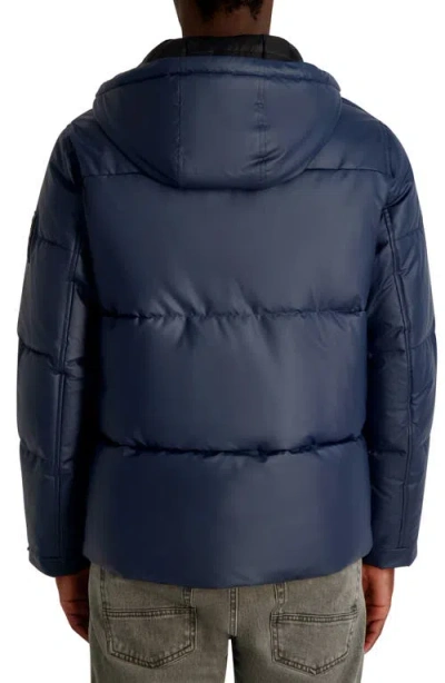 Karl Lagerfeld Men's Hooded Down Regular-fit Jacket In Blue