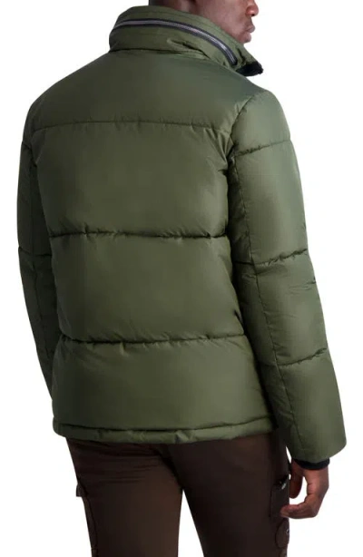 Karl Lagerfeld Paris Quilted Puffer Jacket In Green
