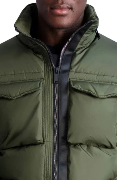Karl Lagerfeld Paris Quilted Puffer Jacket In Green