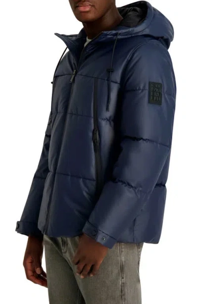 Karl Lagerfeld Men's Hooded Down Regular-fit Jacket In Blue